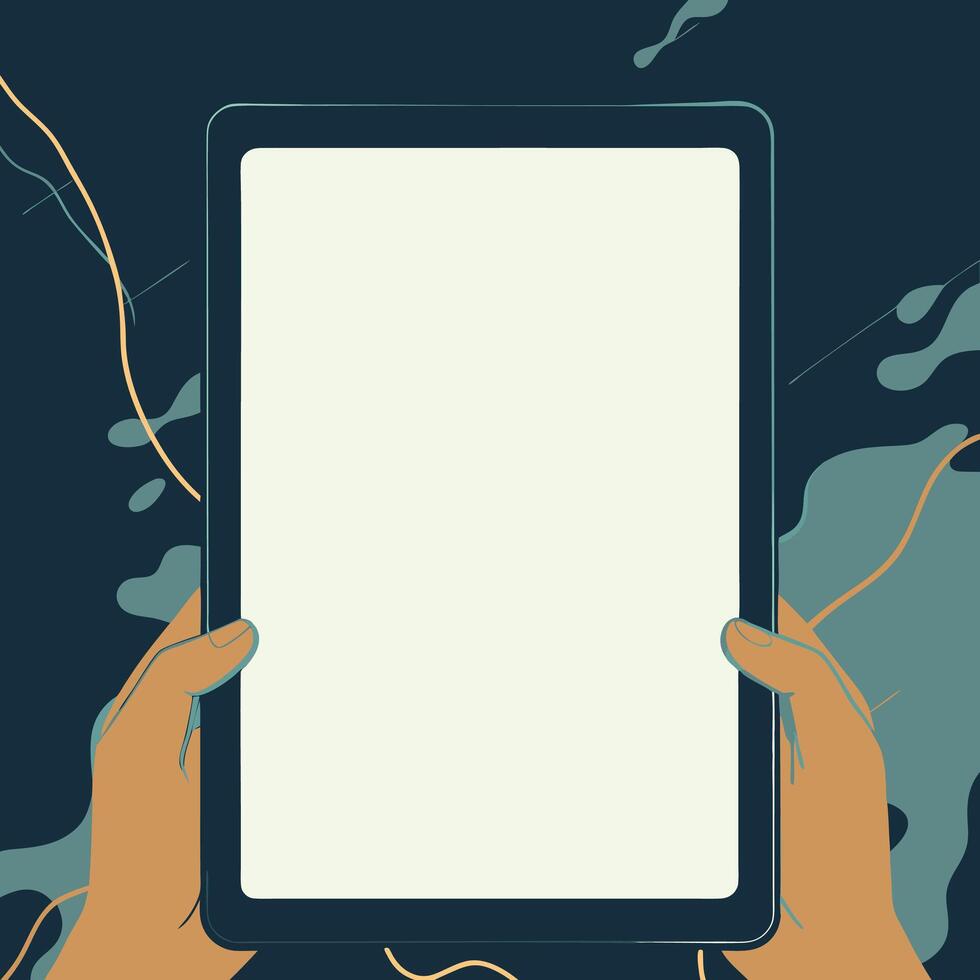 Tablet Display Hands Holding Blank Screen vector