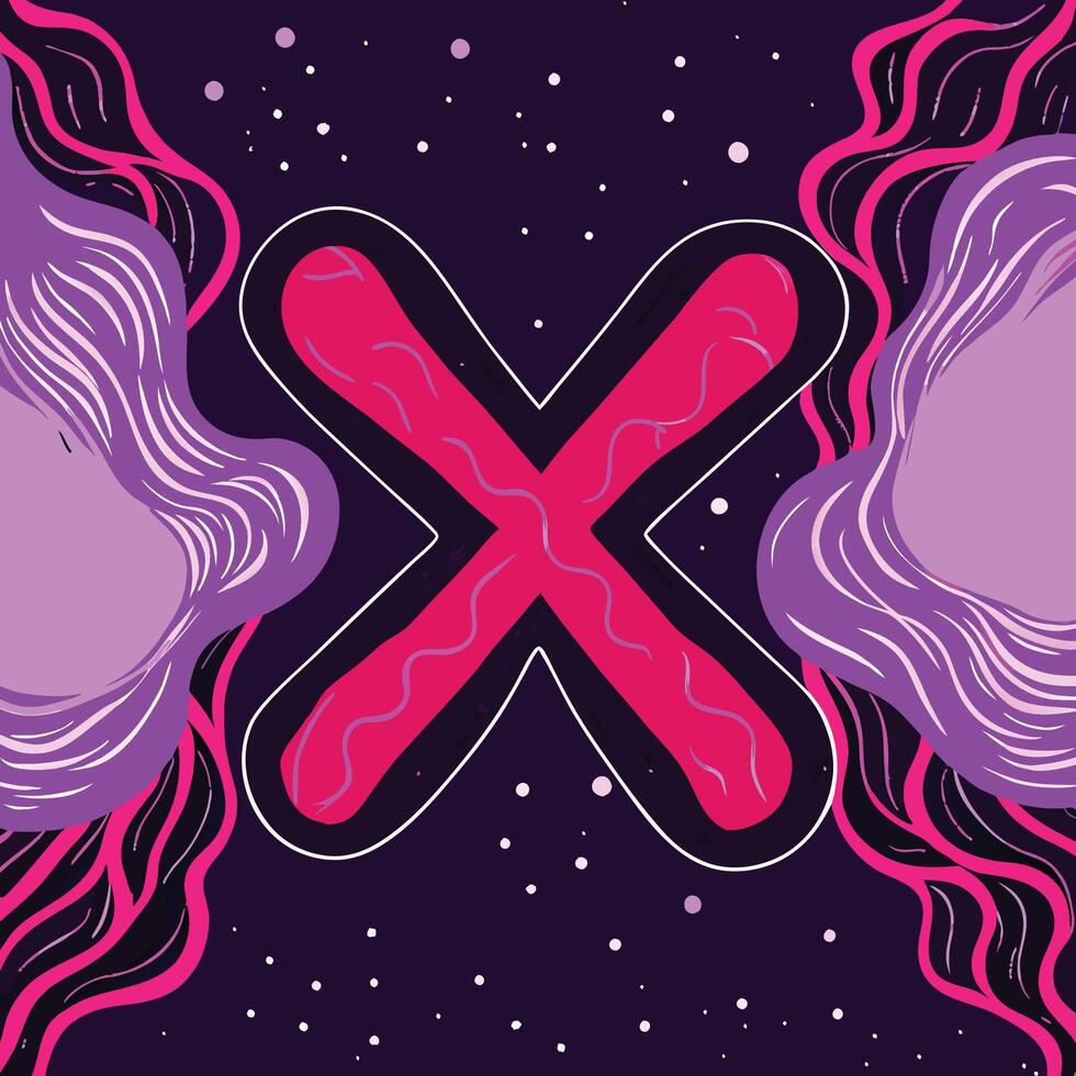 Abstract X Design Pink, Purple, and Dark Background vector
