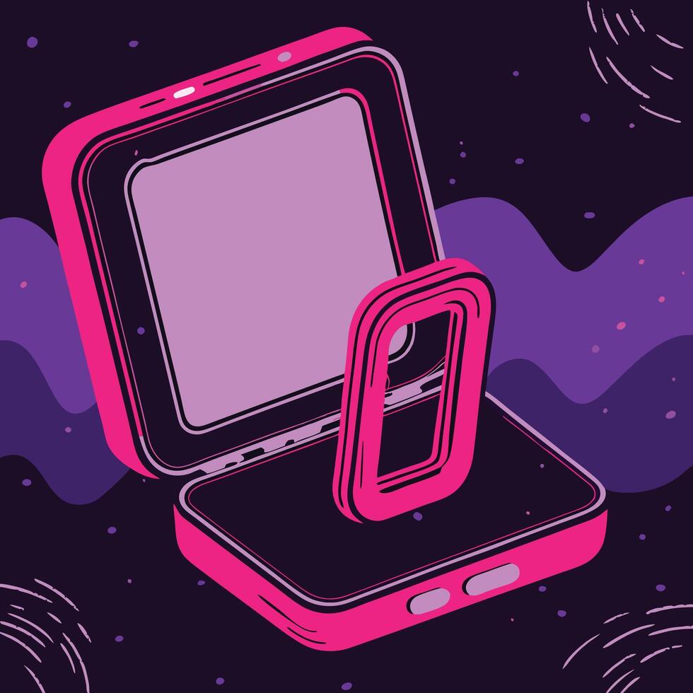 Abstract Pink and Purple Device, Isometric Design vector