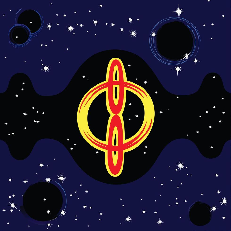 Cosmic Symbol Celestial Rings and Black Holes vector