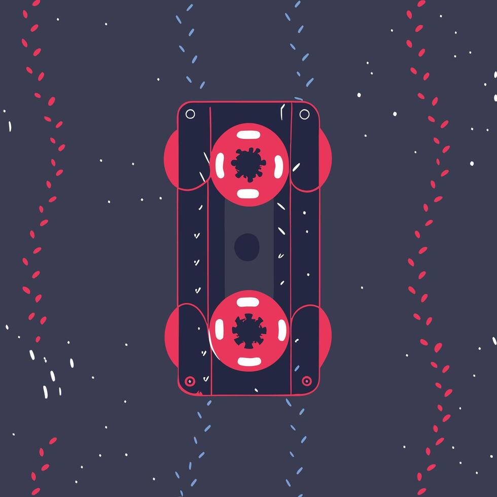 Retro Cassette Tape Design Vintage Audio Media, 80s Music Nostalgia vector
