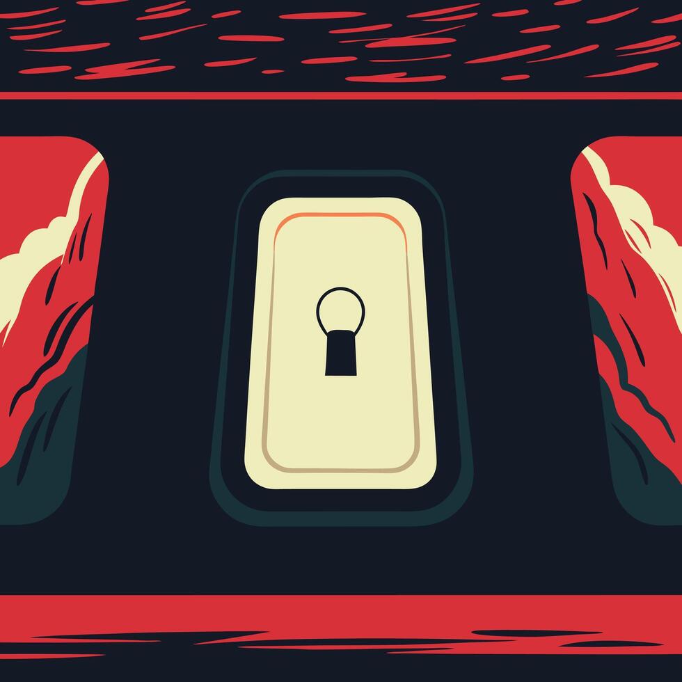 Abstract Keyhole Switch Red, Black, and Beige Design vector