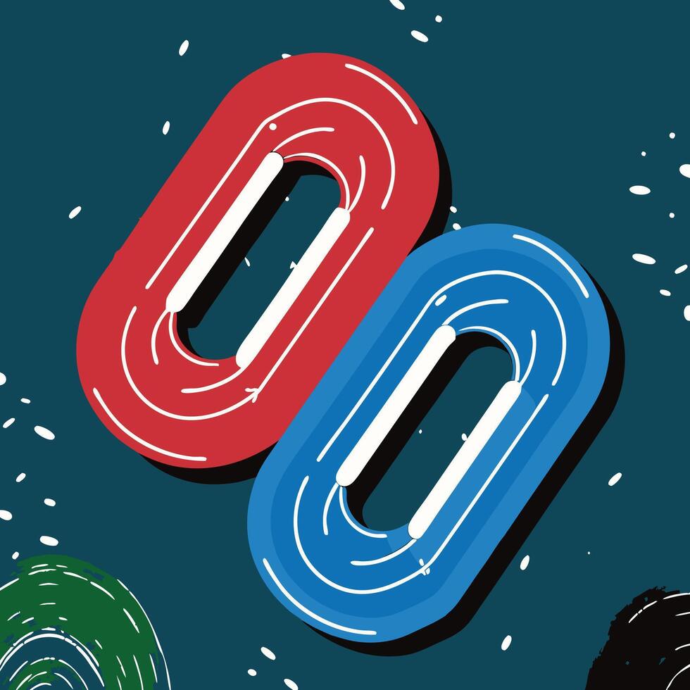 Abstract Summer Fun Red and Blue Inflatable Rings vector