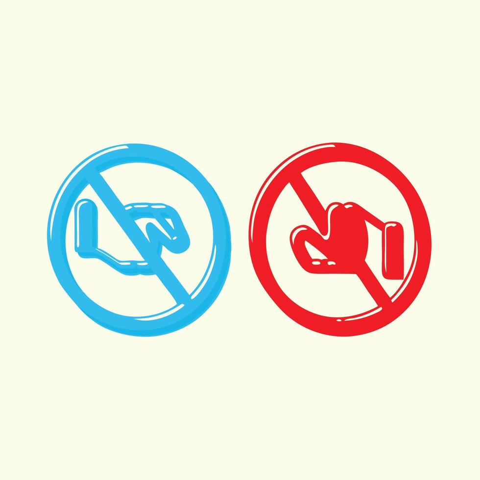 No Touching Hand Contact Restrictions Illustrated vector
