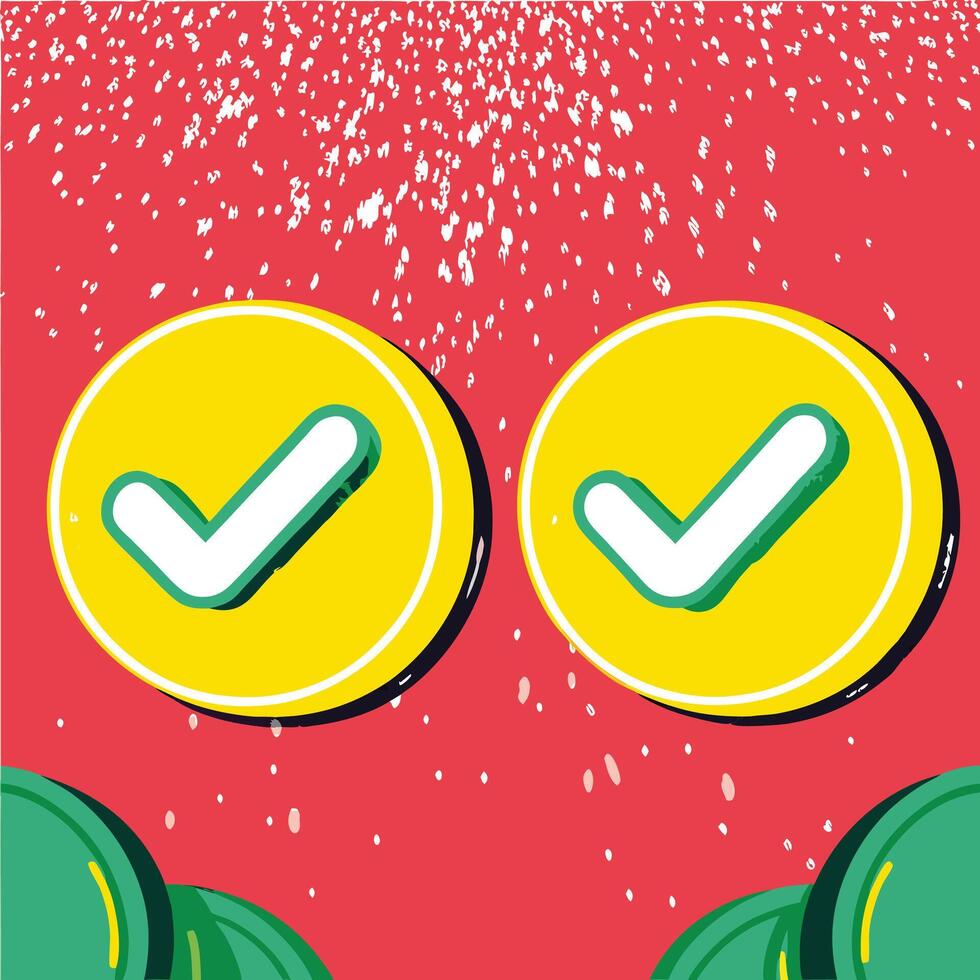 Dual Checkmarks Confirmation, Approval, and Validation vector