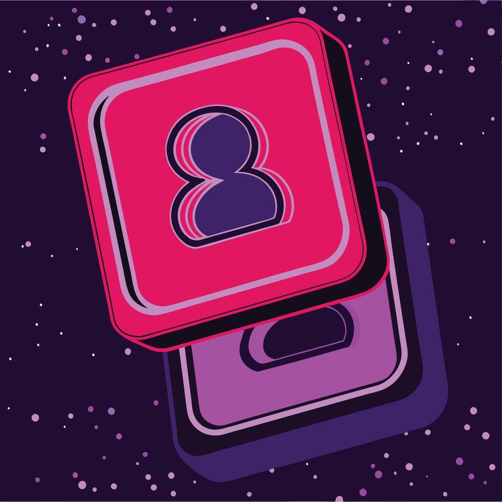 Abstract Profile Icon 3D Design, Purple and Pink Hues vector