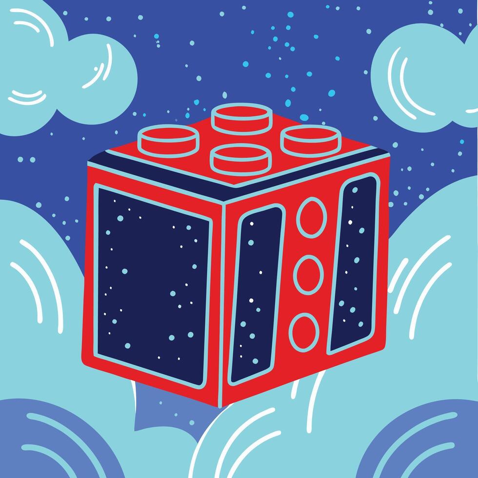 Abstract Red Block in a Blue Sky vector