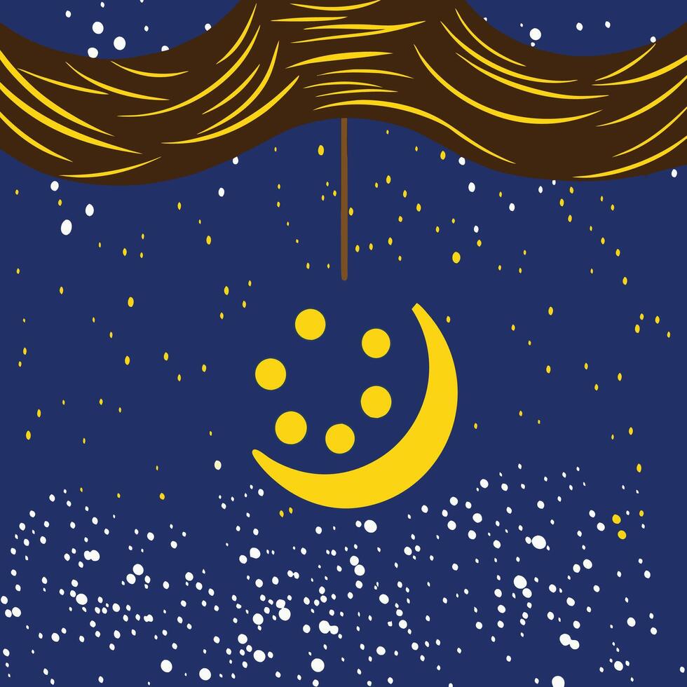 Crescent Moon Night Sky Abstract Celestial Art vector