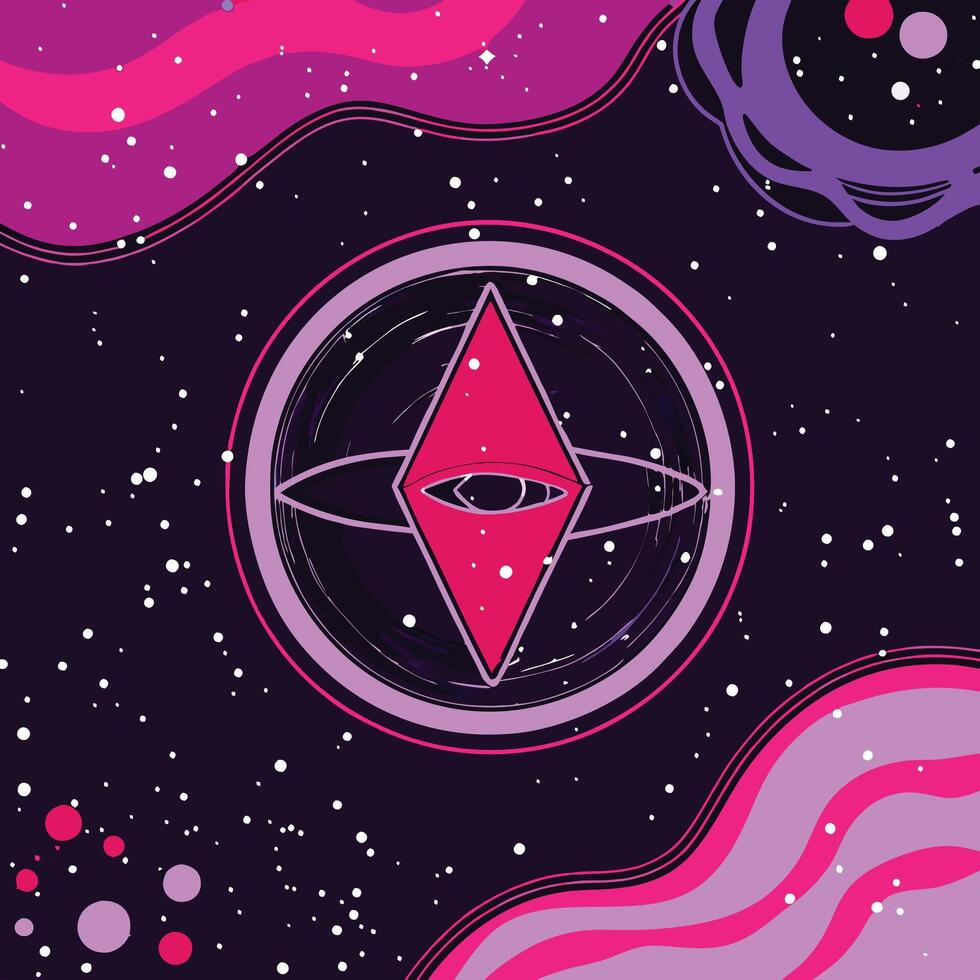 Cosmic Eye Abstract Space Art with Geometric Shapes vector