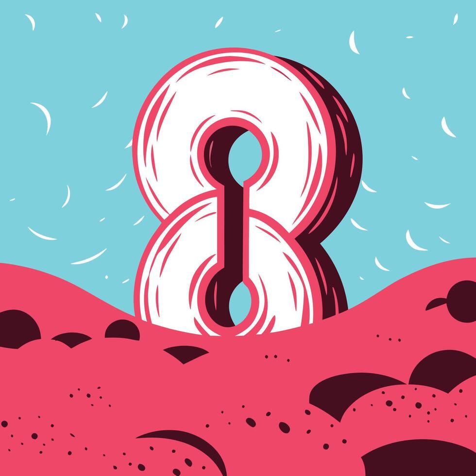 Abstract Number Eight in a Surreal Landscape vector