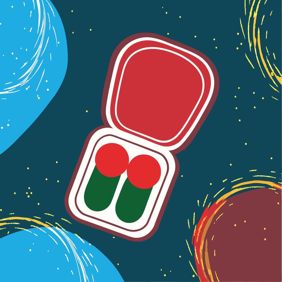 Red and Green Capsule Case Abstract Art vector