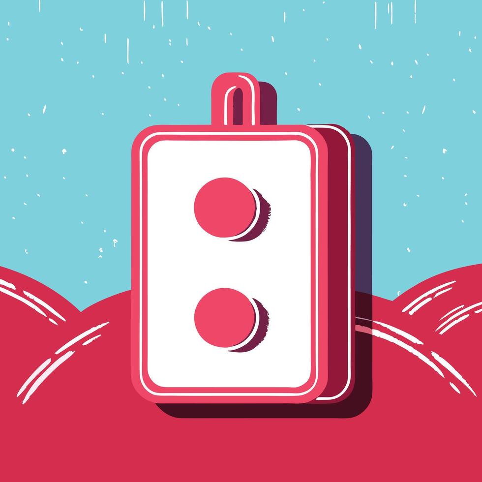 Two Red Circles on White Rectangle Simple Signal Icon vector