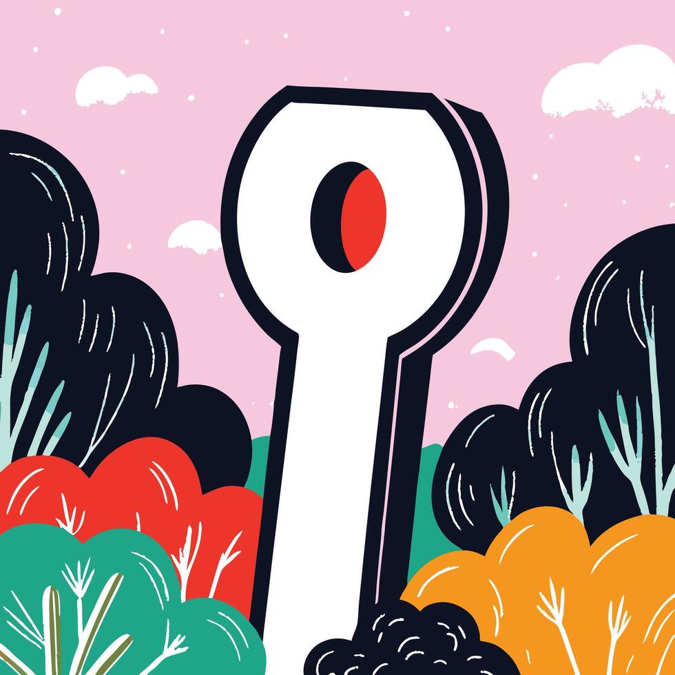 Abstract Landscape with Keyhole Structure vector