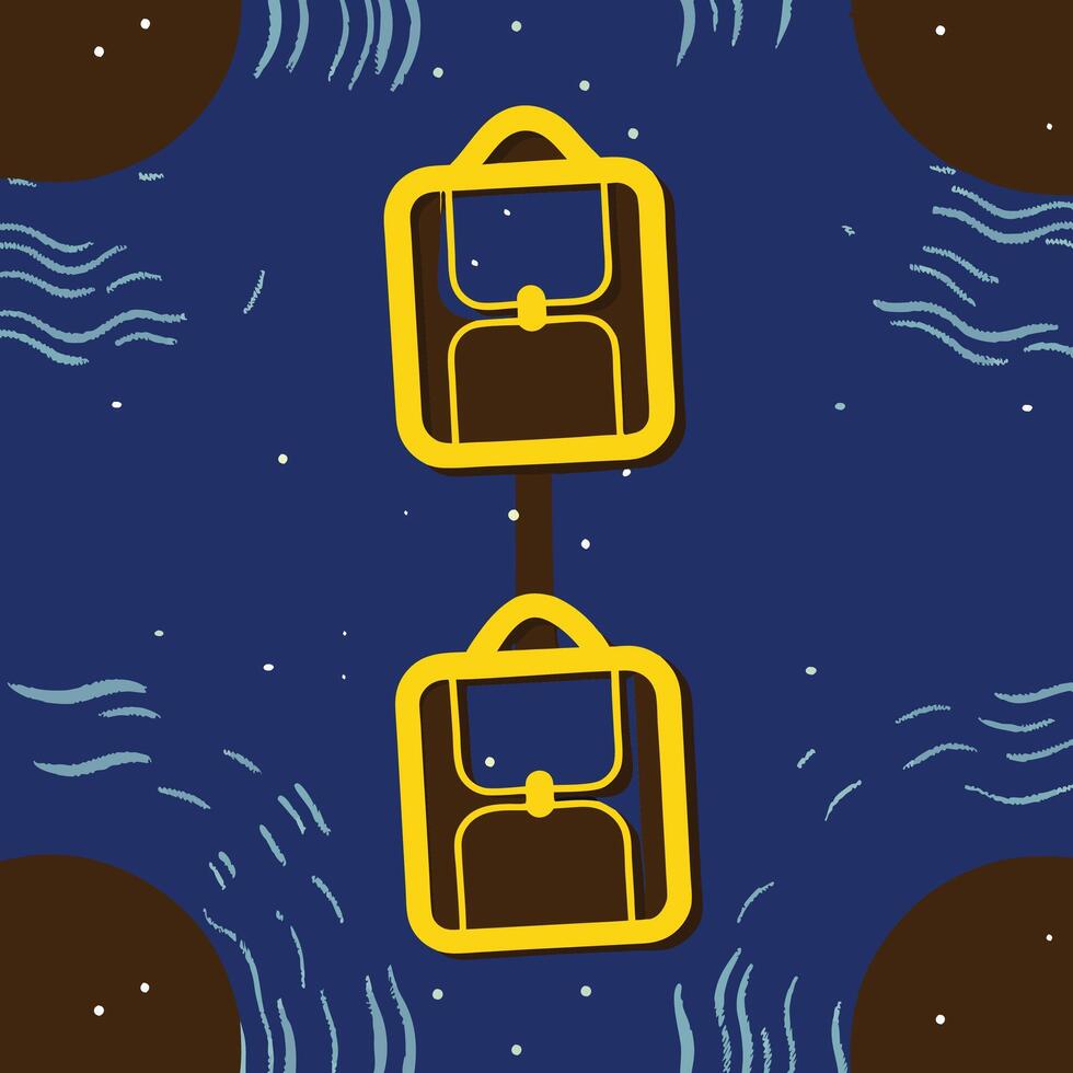 Abstract Backpack Design Seamless Pattern, Dark Blue Background vector