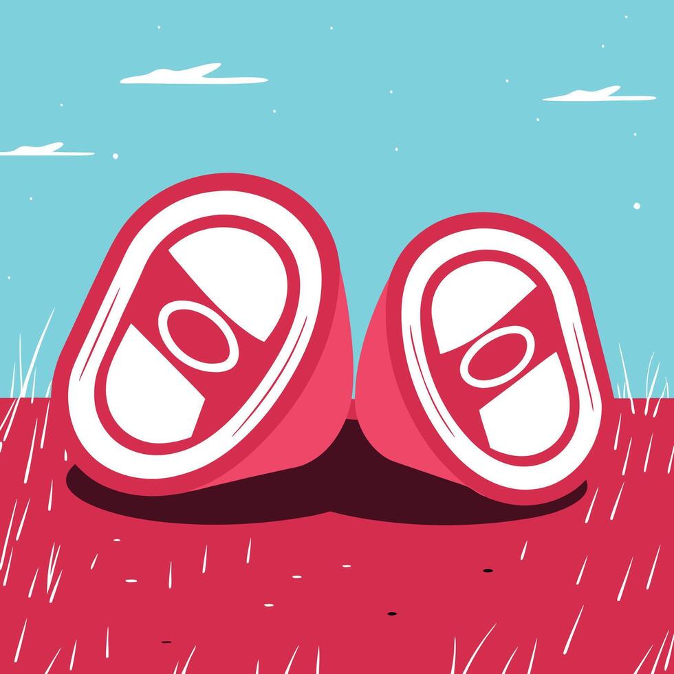 Abstract Red and White Concentric Circles on Grass vector