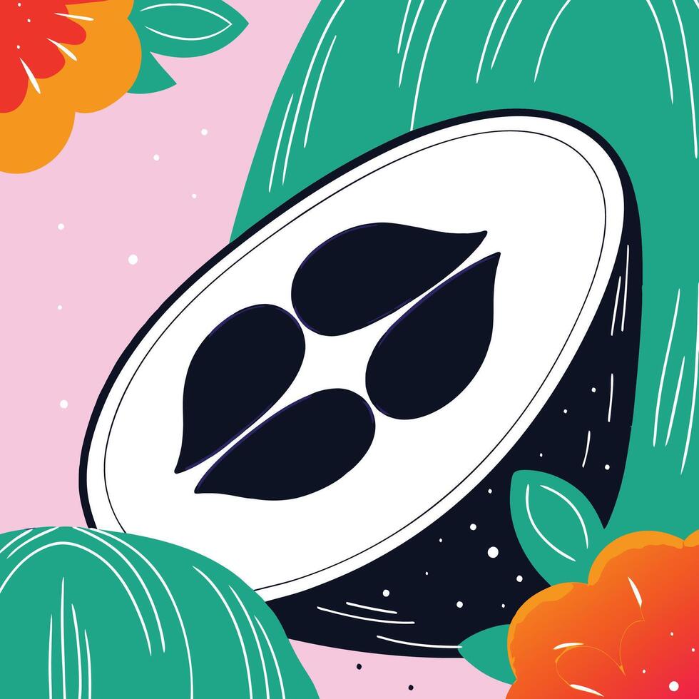 Tropical Fruit Illustration Abstract Art with Floral Elements vector