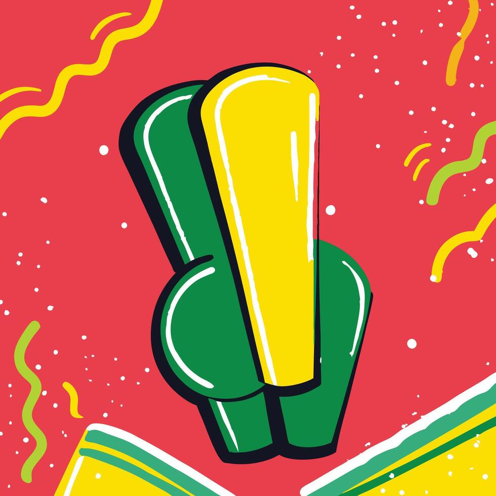 Abstract Green and Yellow Shapes on Red Background vector