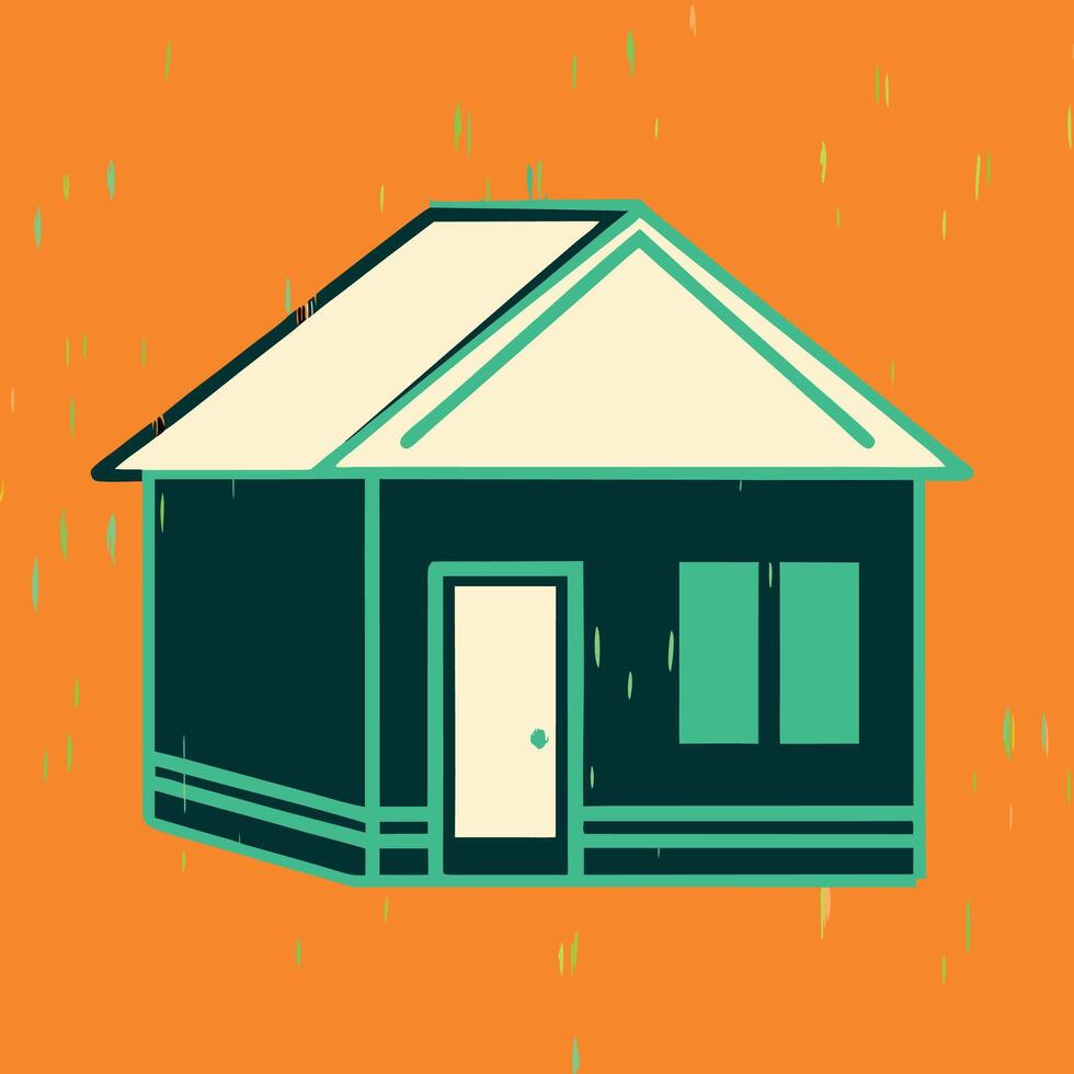 Simple House Illustration Design, Home, Building, Architecture, Structure, Roof, Walls, Windows, Door, Real Estate vector