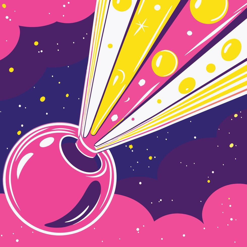 Cosmic Burst Abstract Space Art with Pink, Yellow, and Purple vector