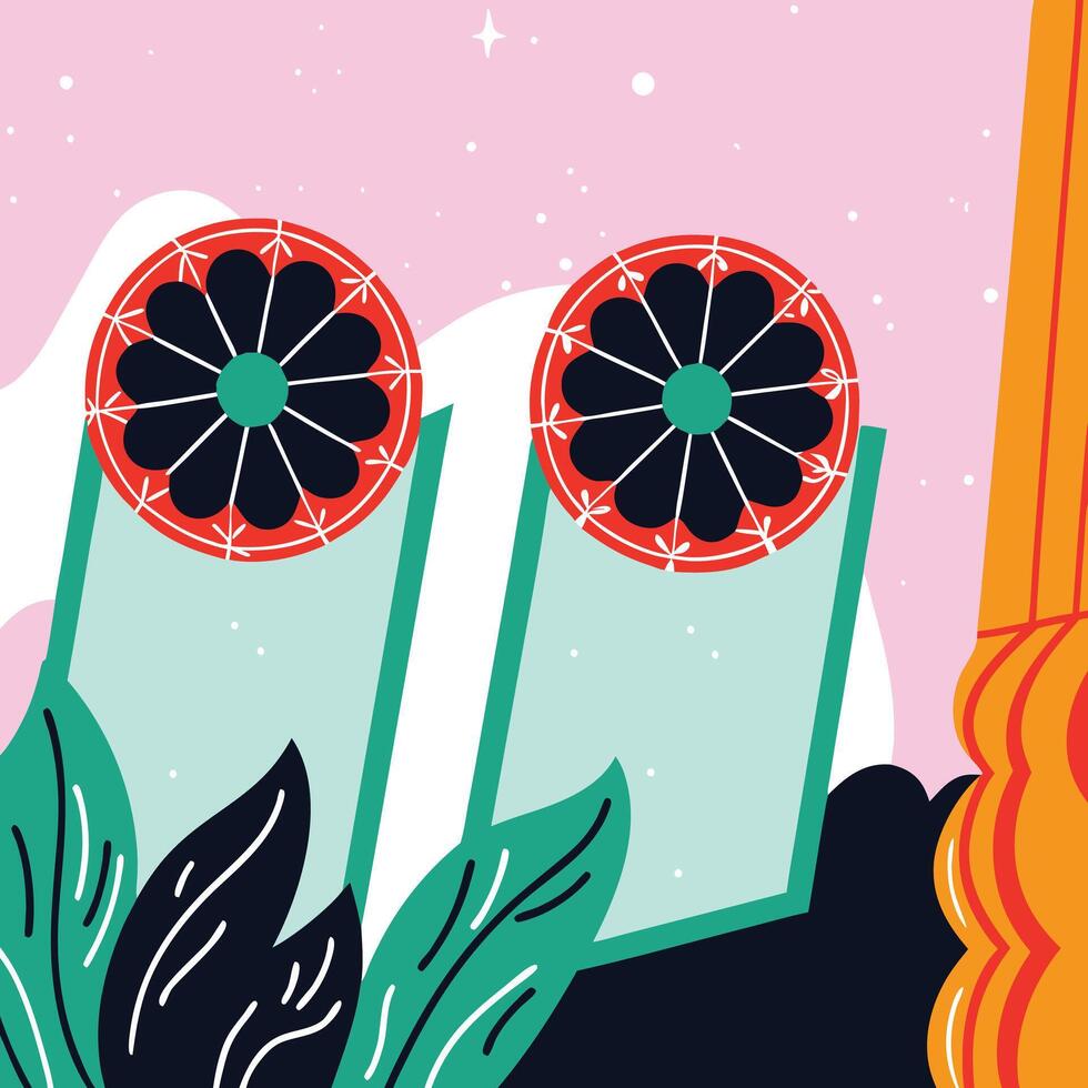 Abstract Floral Design with Bold Colors and Shapes vector