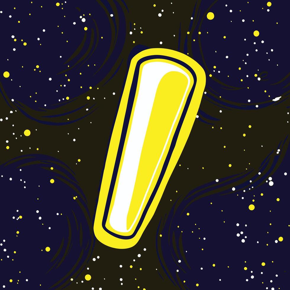 Yellow Exclamation Mark in Space Abstract Art vector