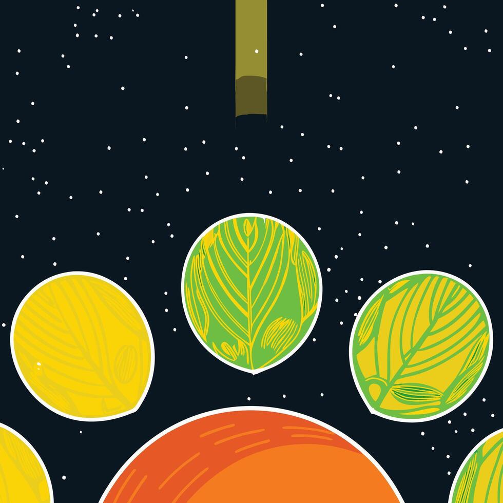 Celestial Bodies Abstract Space Art Featuring Planets vector