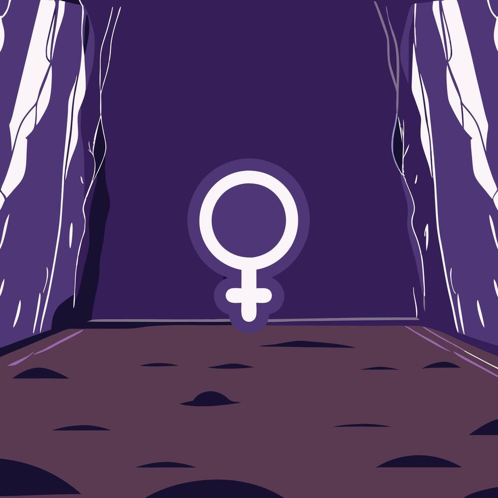Female Symbol in a Mysterious Cave vector