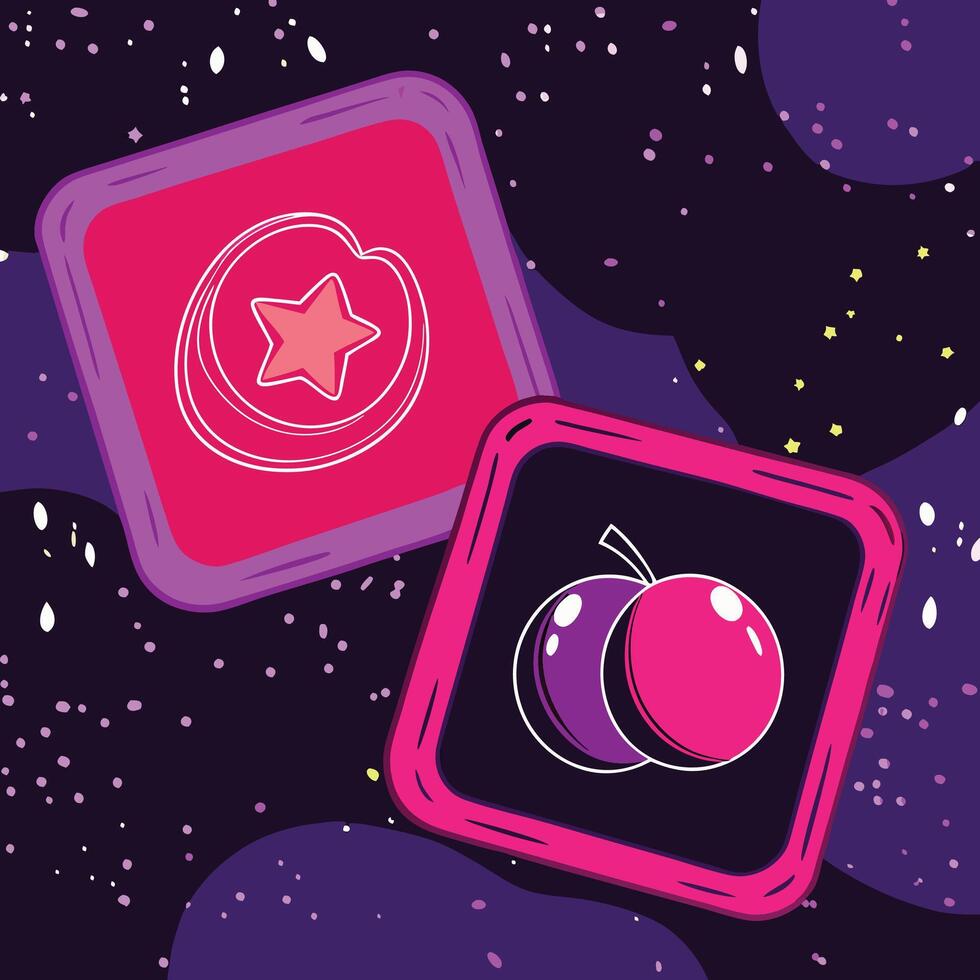 Cosmic Fruits Starry Sweets A vibrant abstract design vector