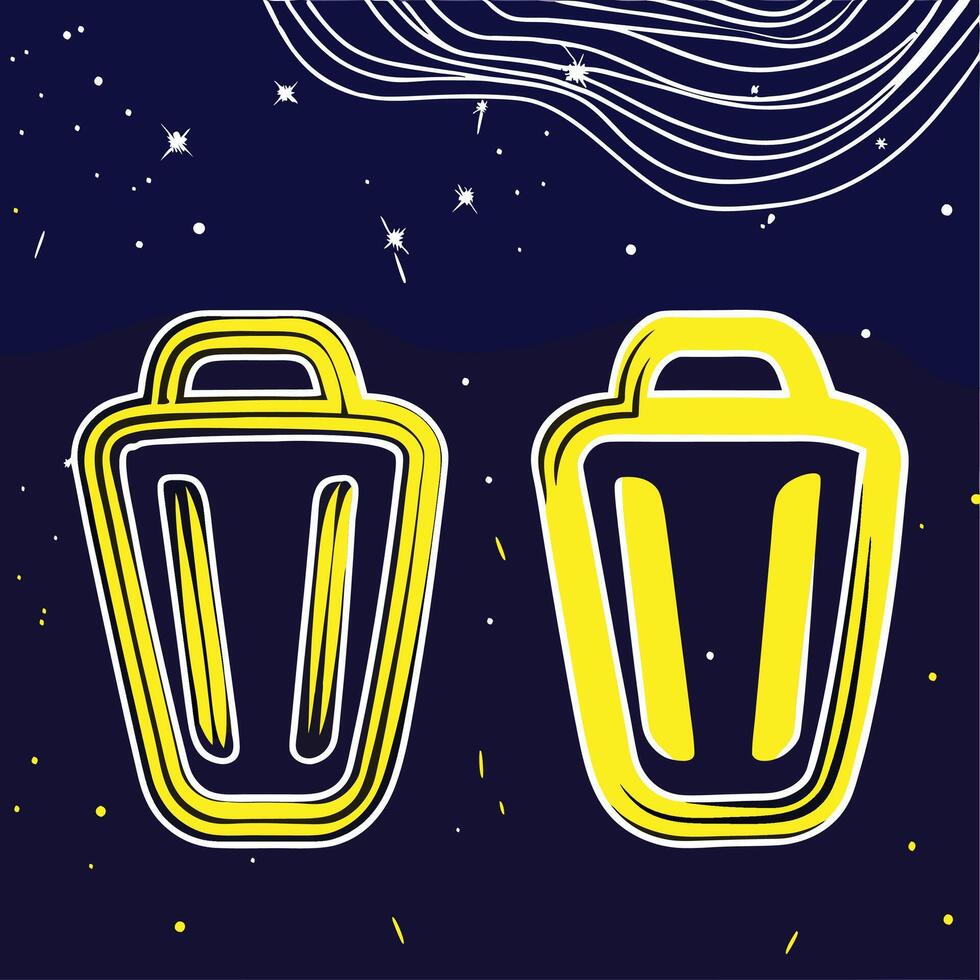 Yellow Trash Cans in Night Sky Abstract Art vector