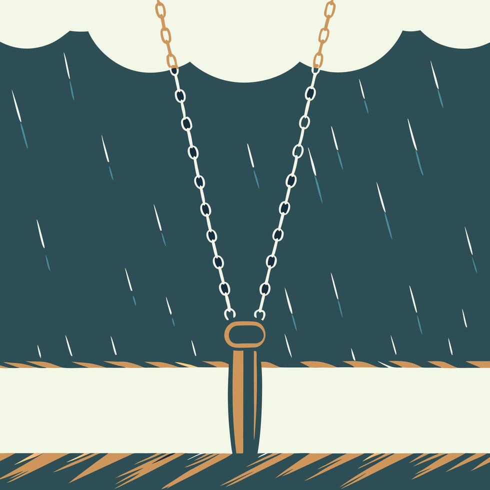 Rainy Day Swing Set A Chain-Suspended Scene vector
