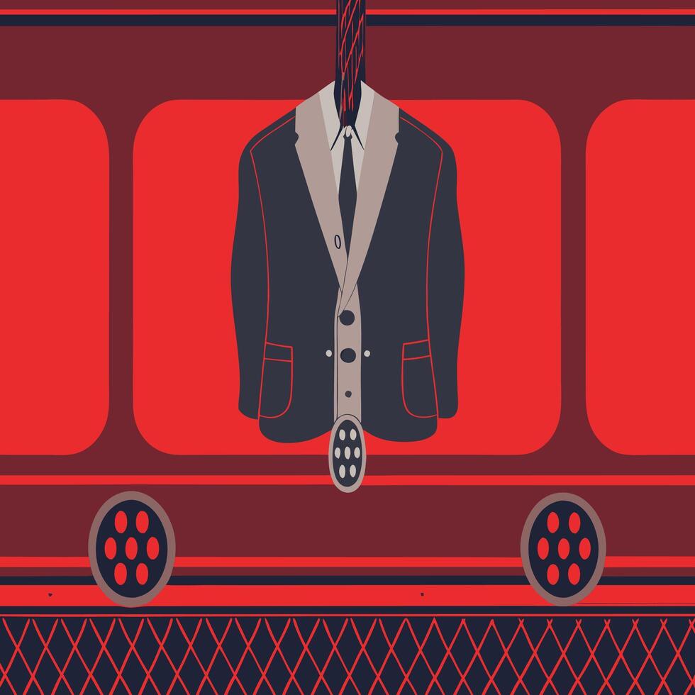 Suit Hanging, Transportation, Red Background, Abstract Art vector