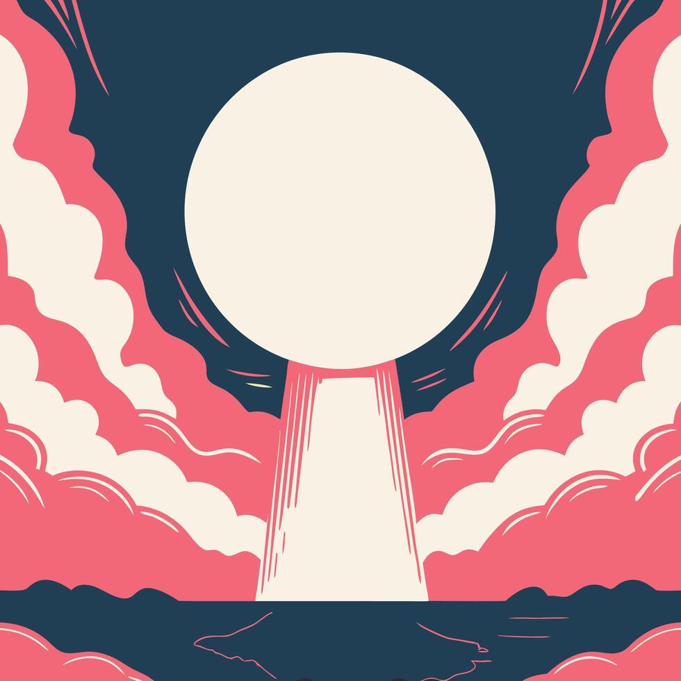 Abstract Sunrise over Ocean Minimalist Art vector