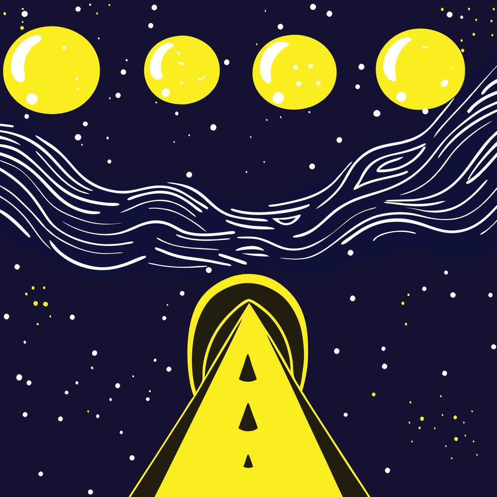 Cosmic Highway A Journey Through Starry Nights vector