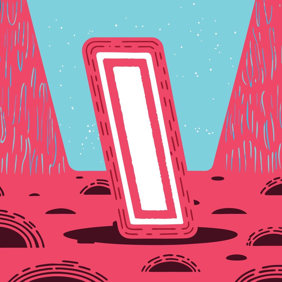 Abstract Pink and Blue Landscape with Geometric Shapes vector
