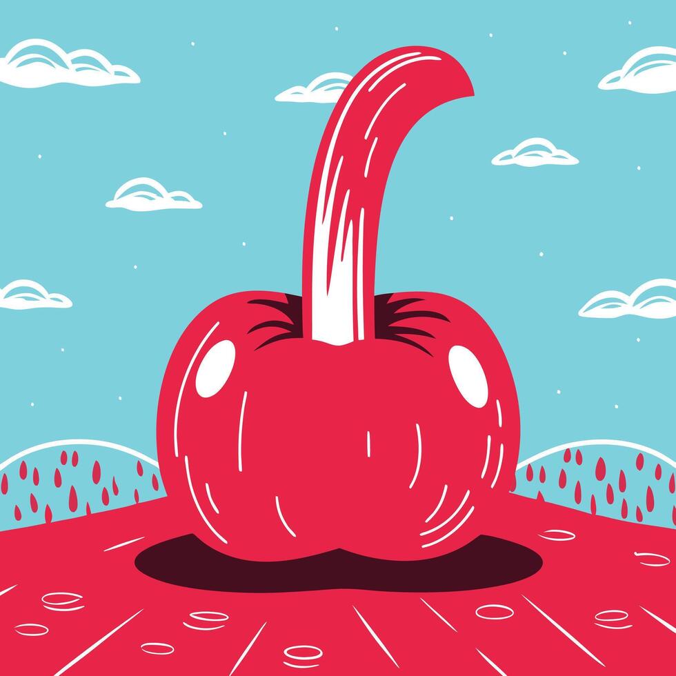 Red Fruit in a Landscape vector