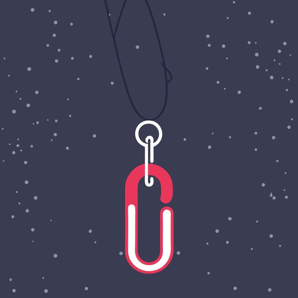 Red and White Carabiner Clip on Cord vector