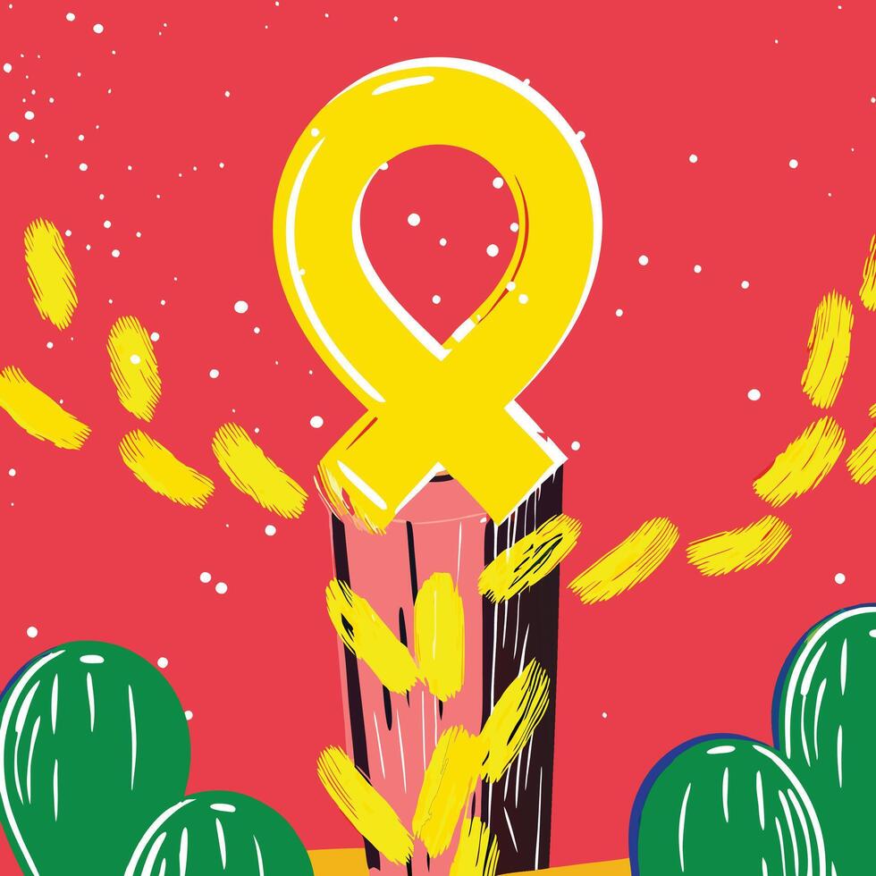 Abstract Yellow Symbol with Artistic Brushstrokes vector