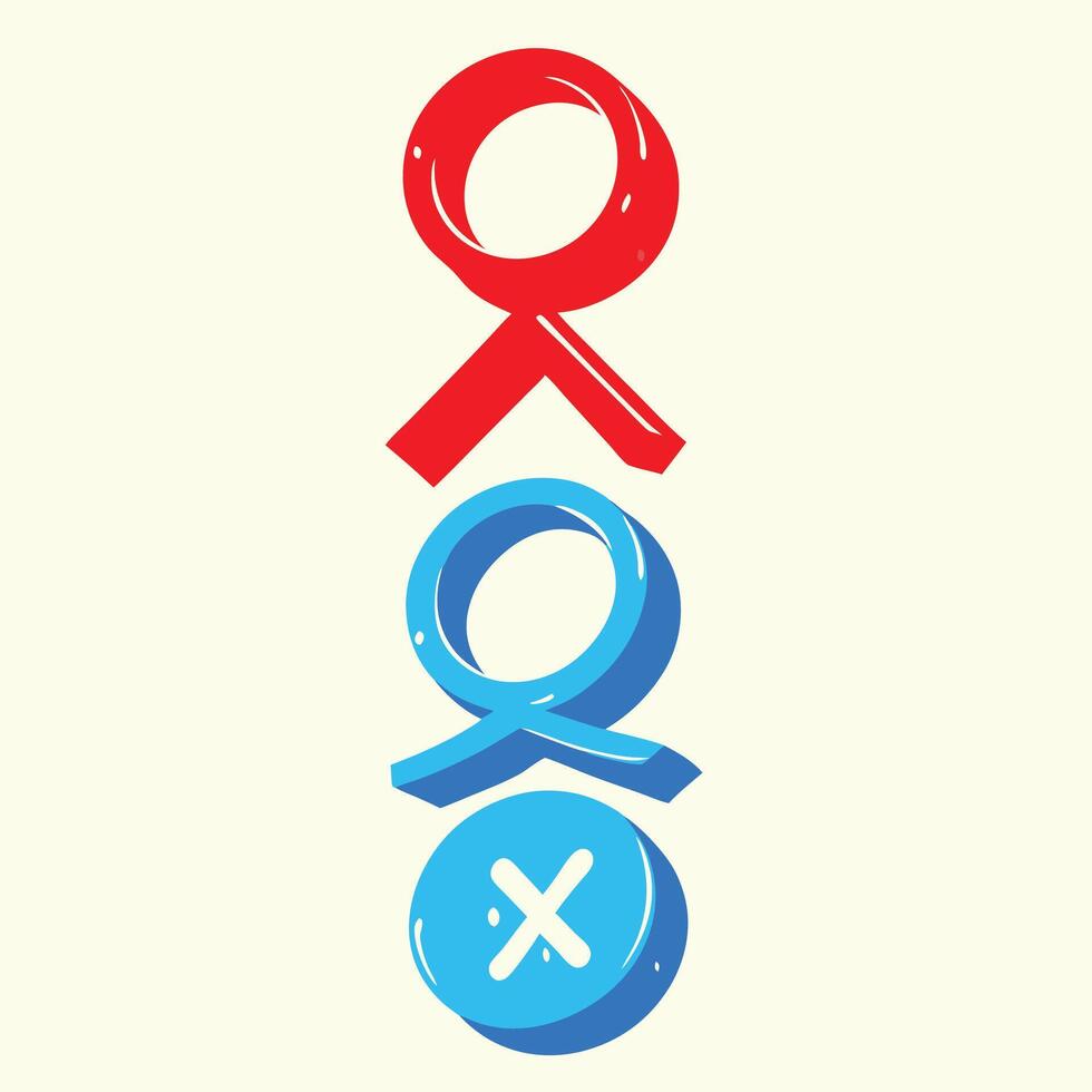 3D Symbols Accept, Decline, Cancel vector