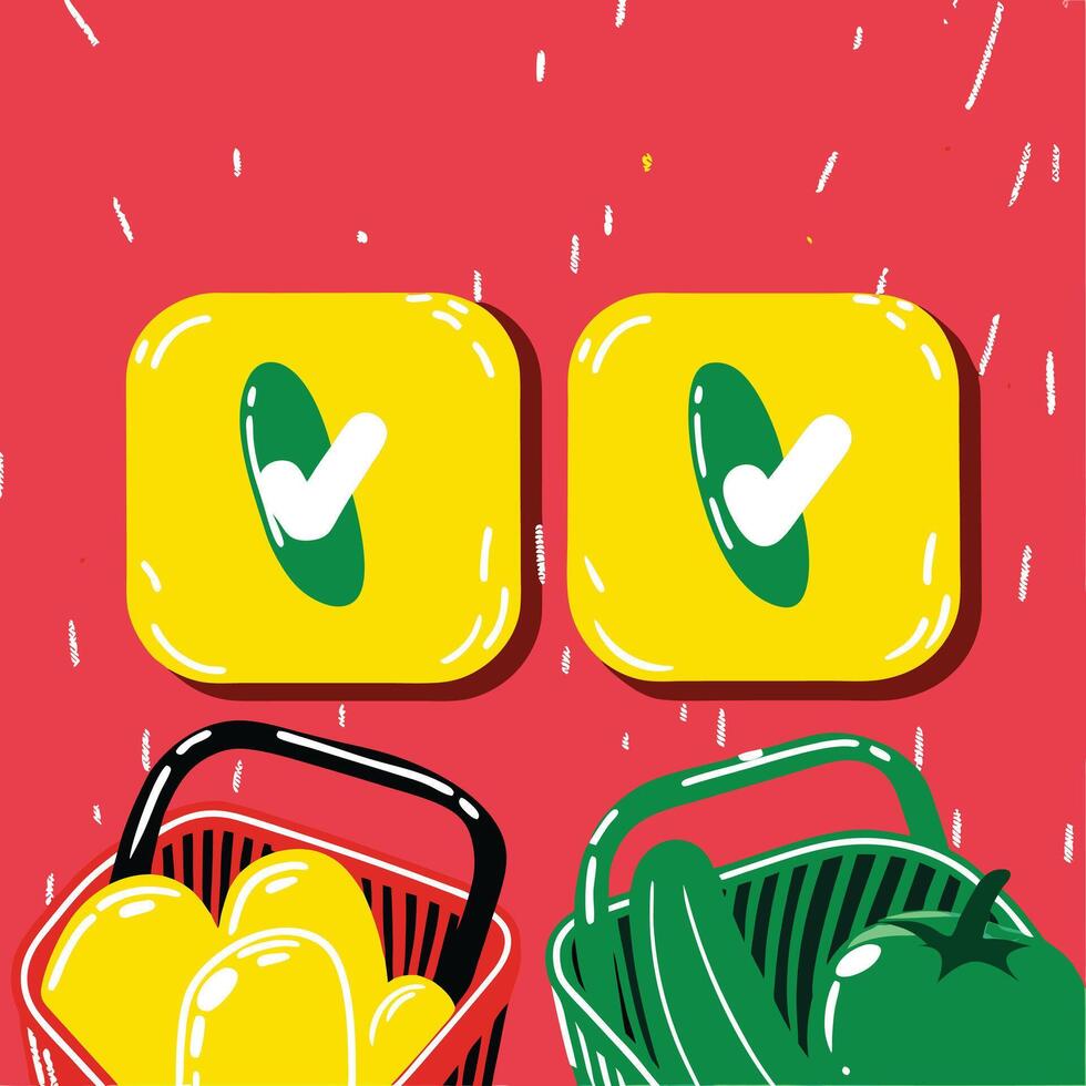 Grocery Shopping Checklist Selecting Fresh Produce vector
