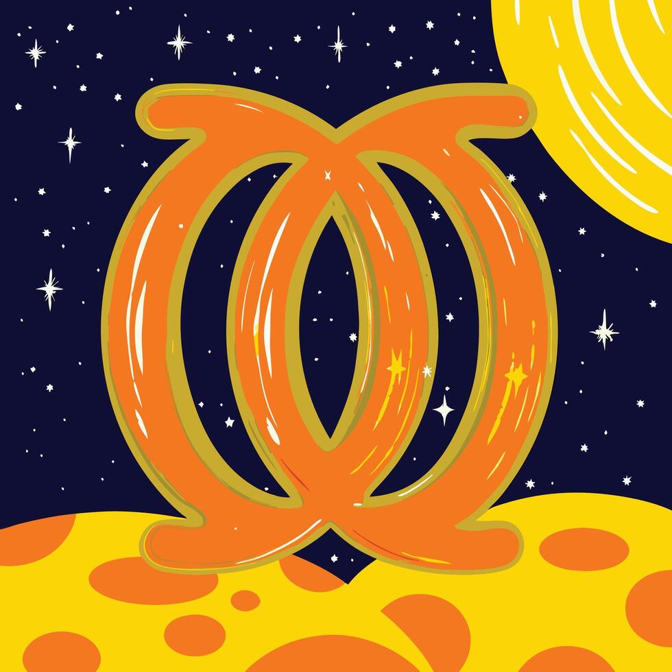 Cosmic Orange Symbol Abstract Space Art vector