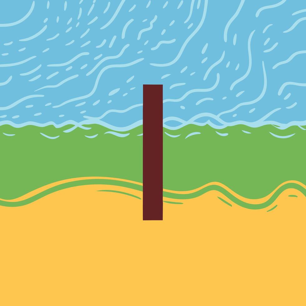 Abstract Coastal Scene with Vertical Element vector