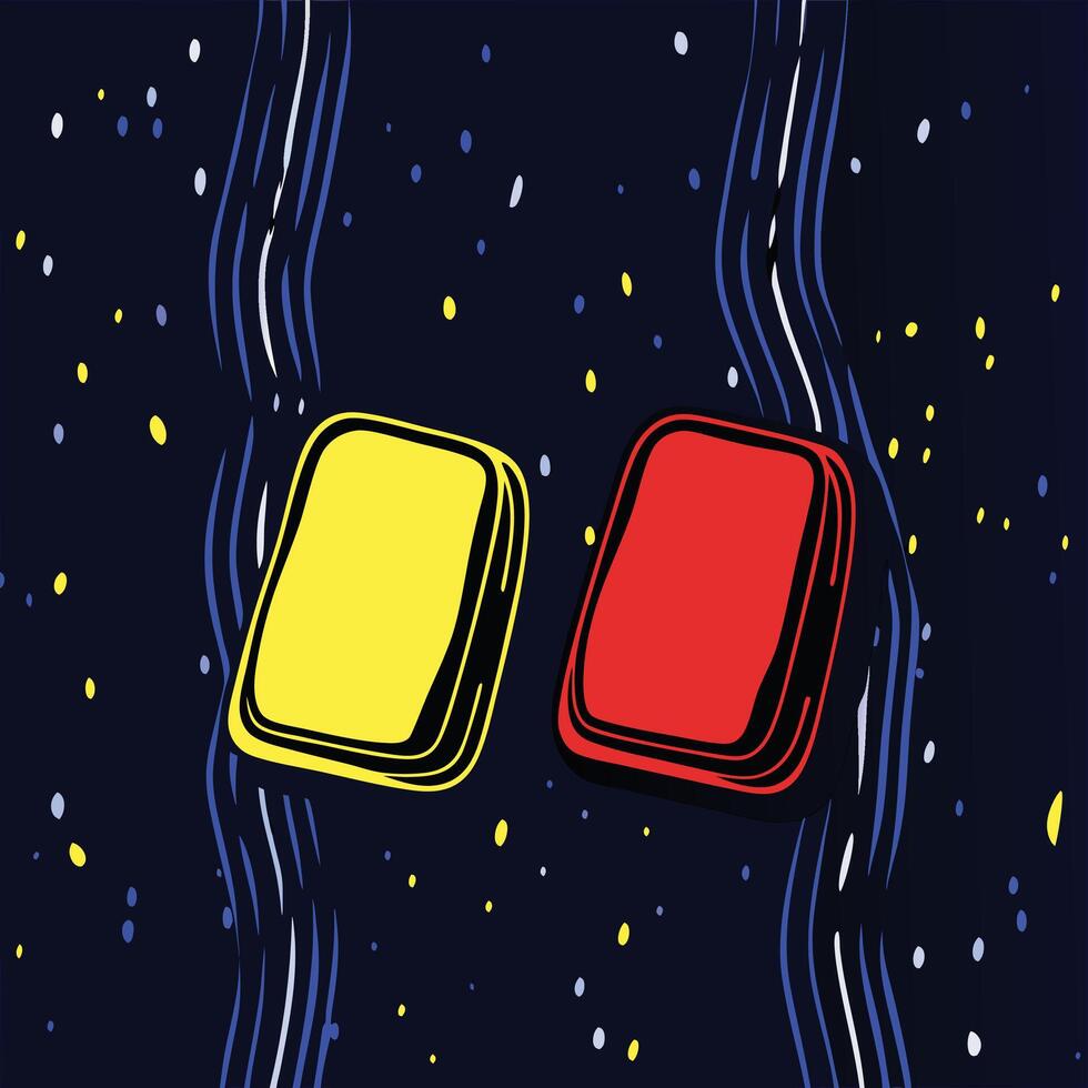 Abstract Shapes in Space Yellow and Red vector