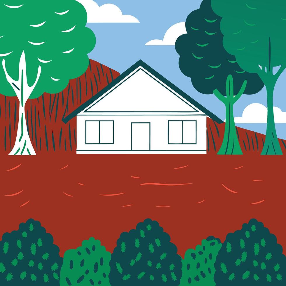 House on Landslide Prone Hillside Soil Erosion and Slope Instability vector