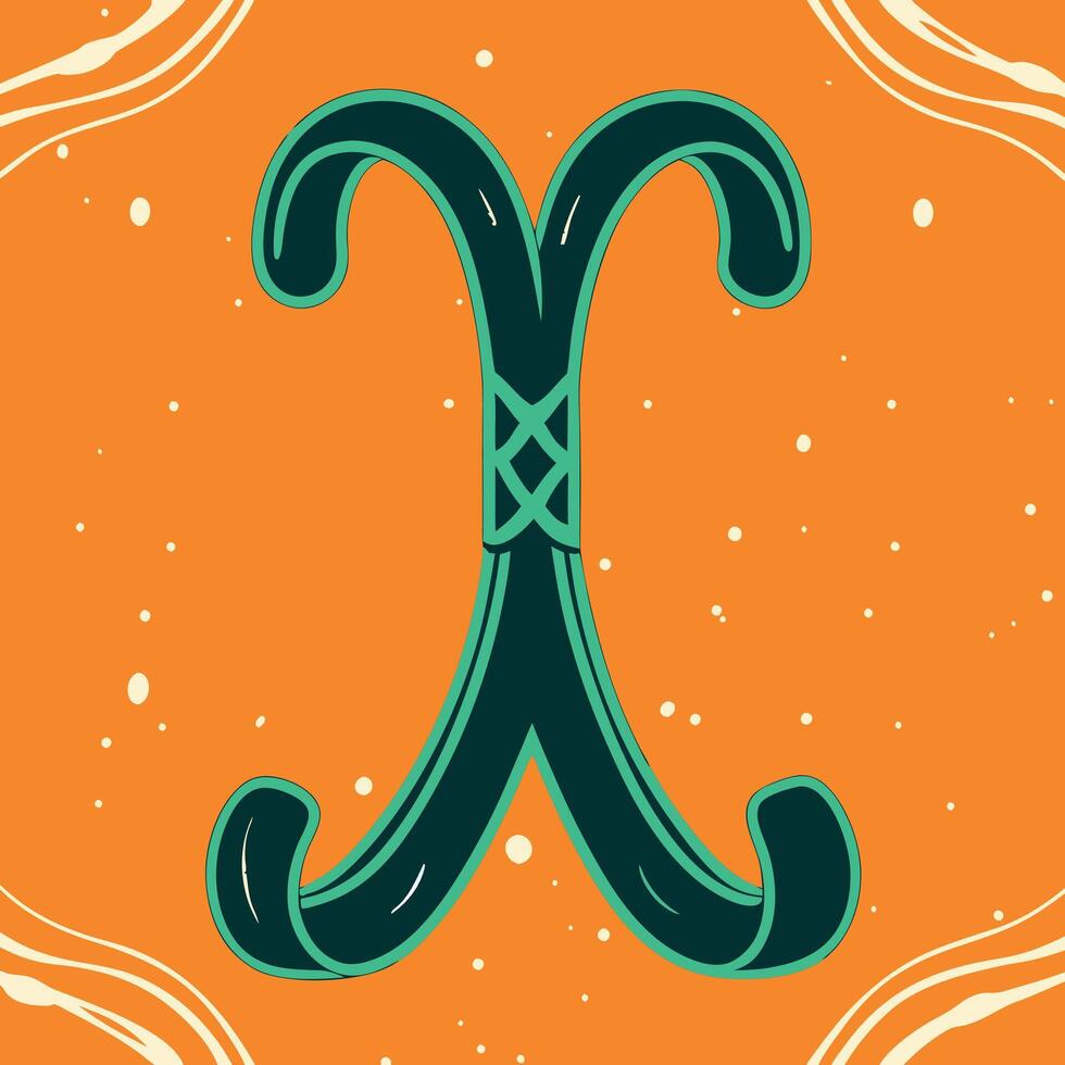 Abstract X Design Teal and Orange Swirls vector