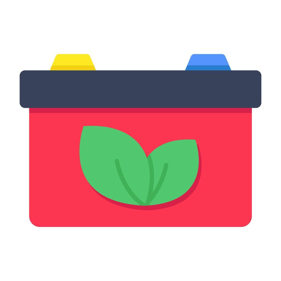 A flat design icon of eco battery vector