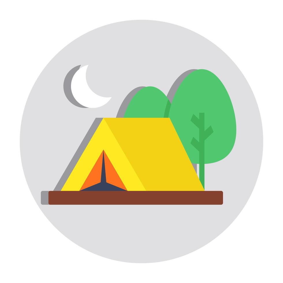 A flat design icon of camp vector