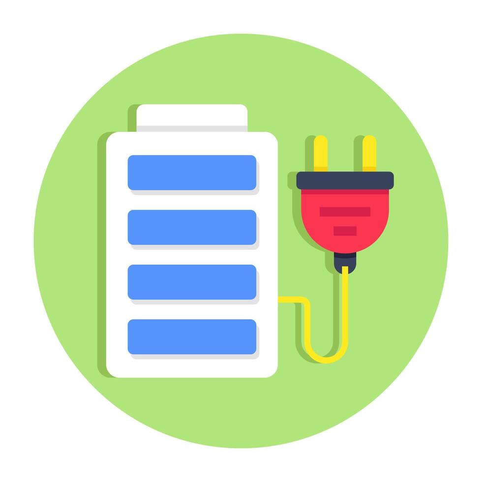 A flat design icon of electric battery vector