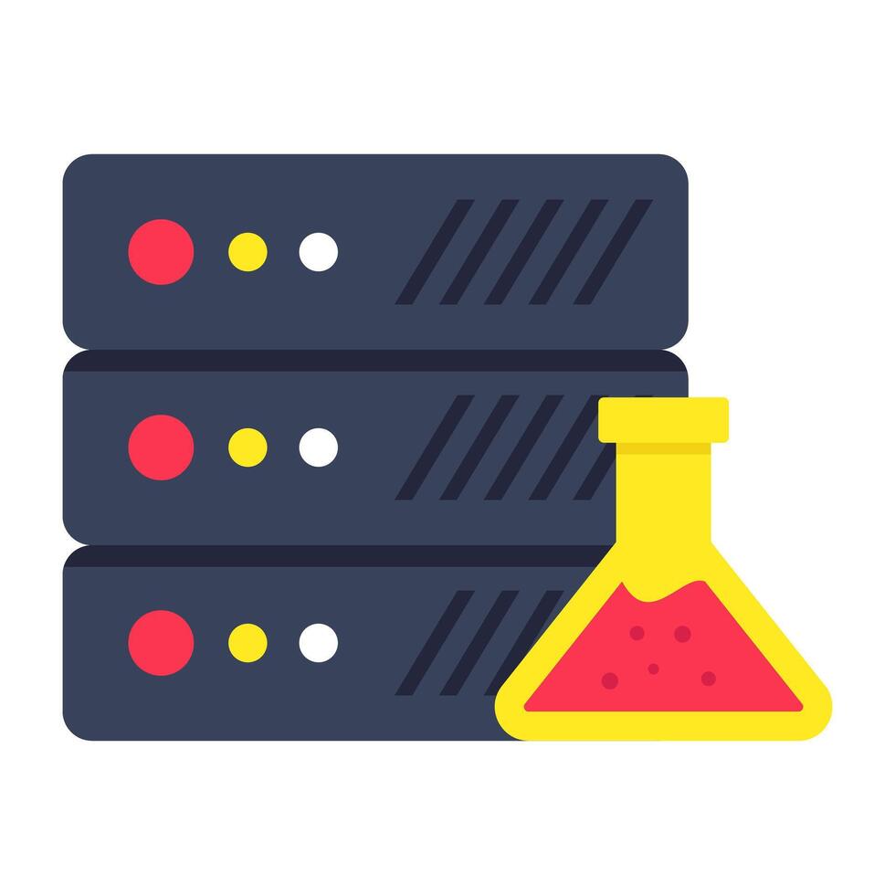 An icon design of data science, flask with server vector