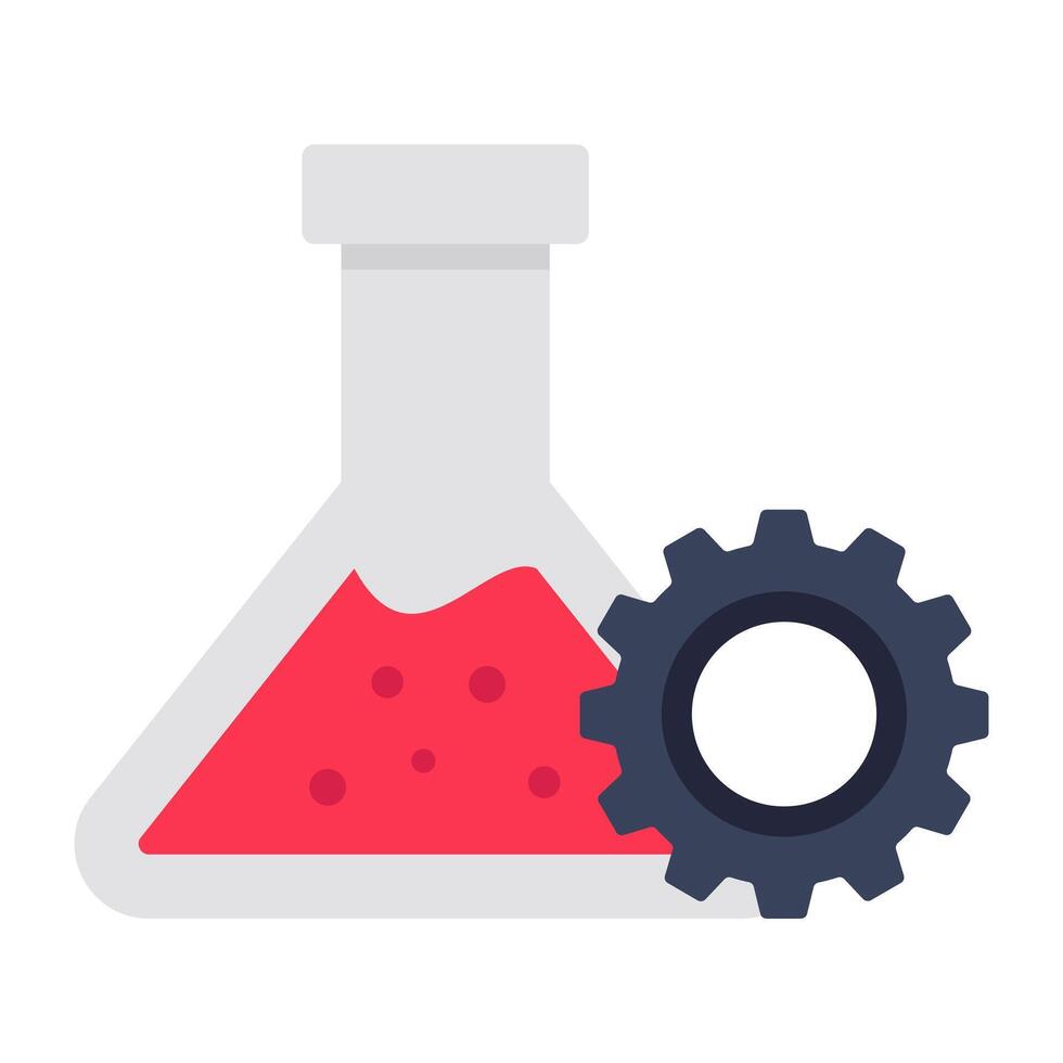 Flask with gear, icon of lab management vector