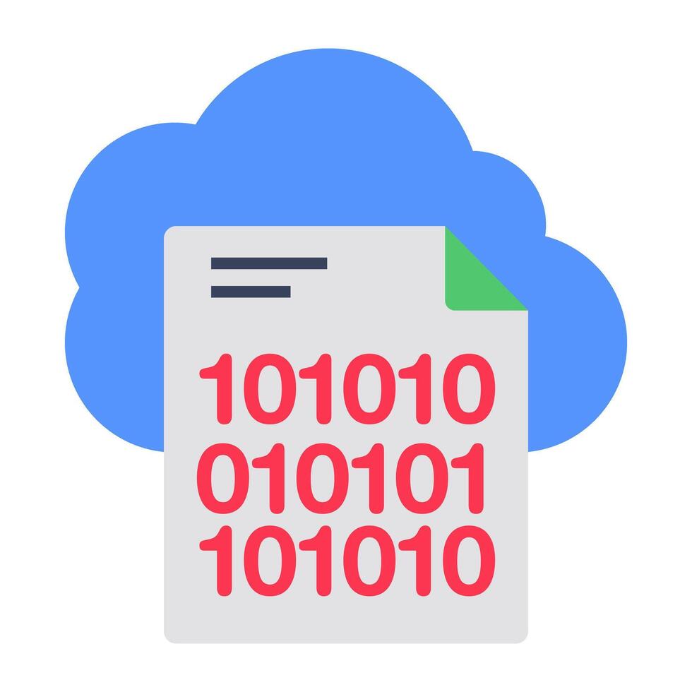 A flat design of cloud binary data vector